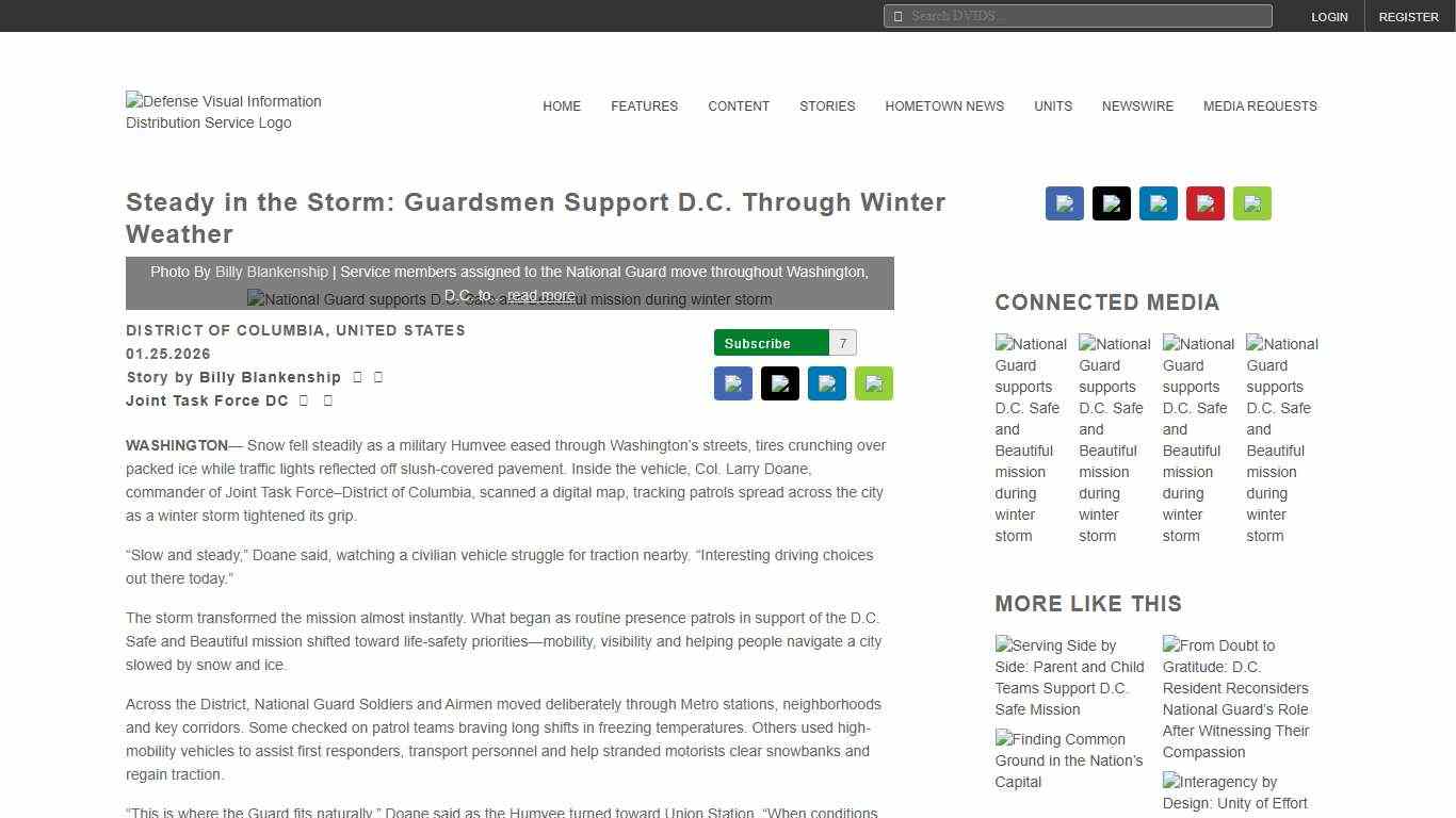 DVIDS - News - Steady in the Storm: Guardsmen Support D.C. Through Winter Weather